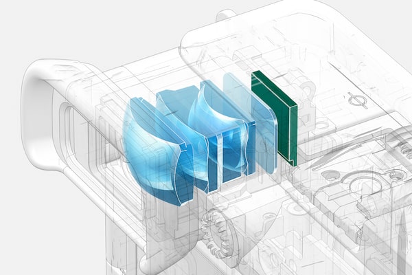 Ilustración del interior del visor electrónico