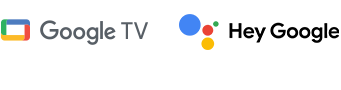 Logotipos de Google TV y Hey Google