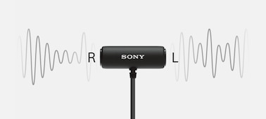 Imagen que muestra cómo el ECM-LV1 capta el audio de diferentes direcciones.