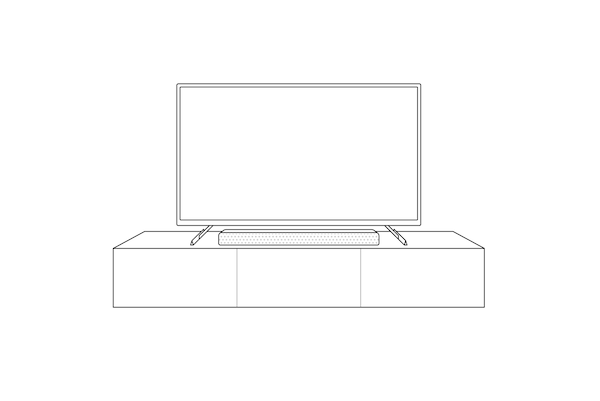 Ilustración de una TV BRAVIA con un soporte multiposición y una barra de sonido debajo