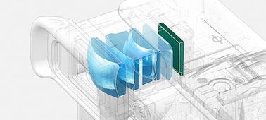 Ilustración del interior del visor electrónico